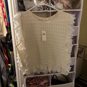 Elegant White Ruffle Sleeve Blouse